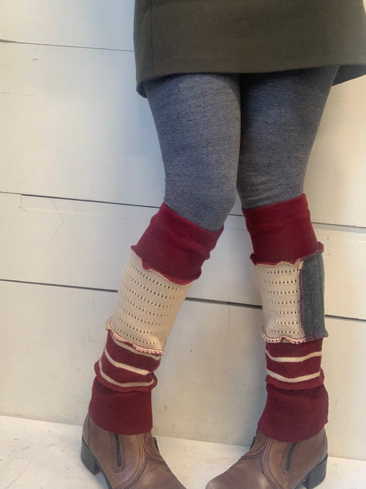Jambière courte rouge et beige