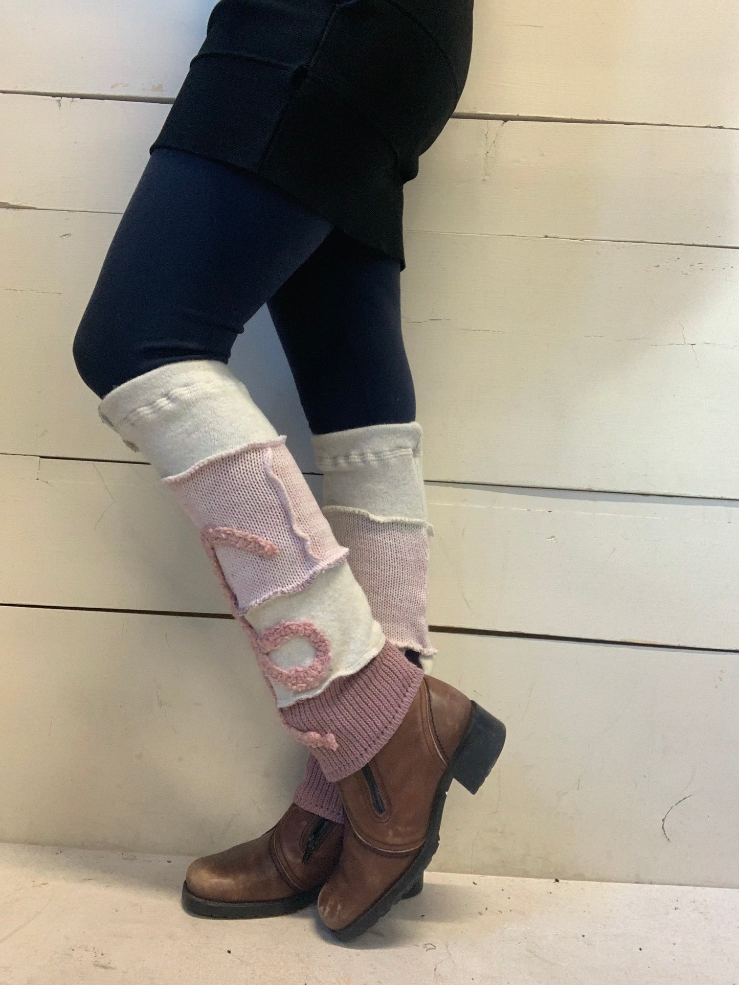 Jambière courte rose et blanche douceur