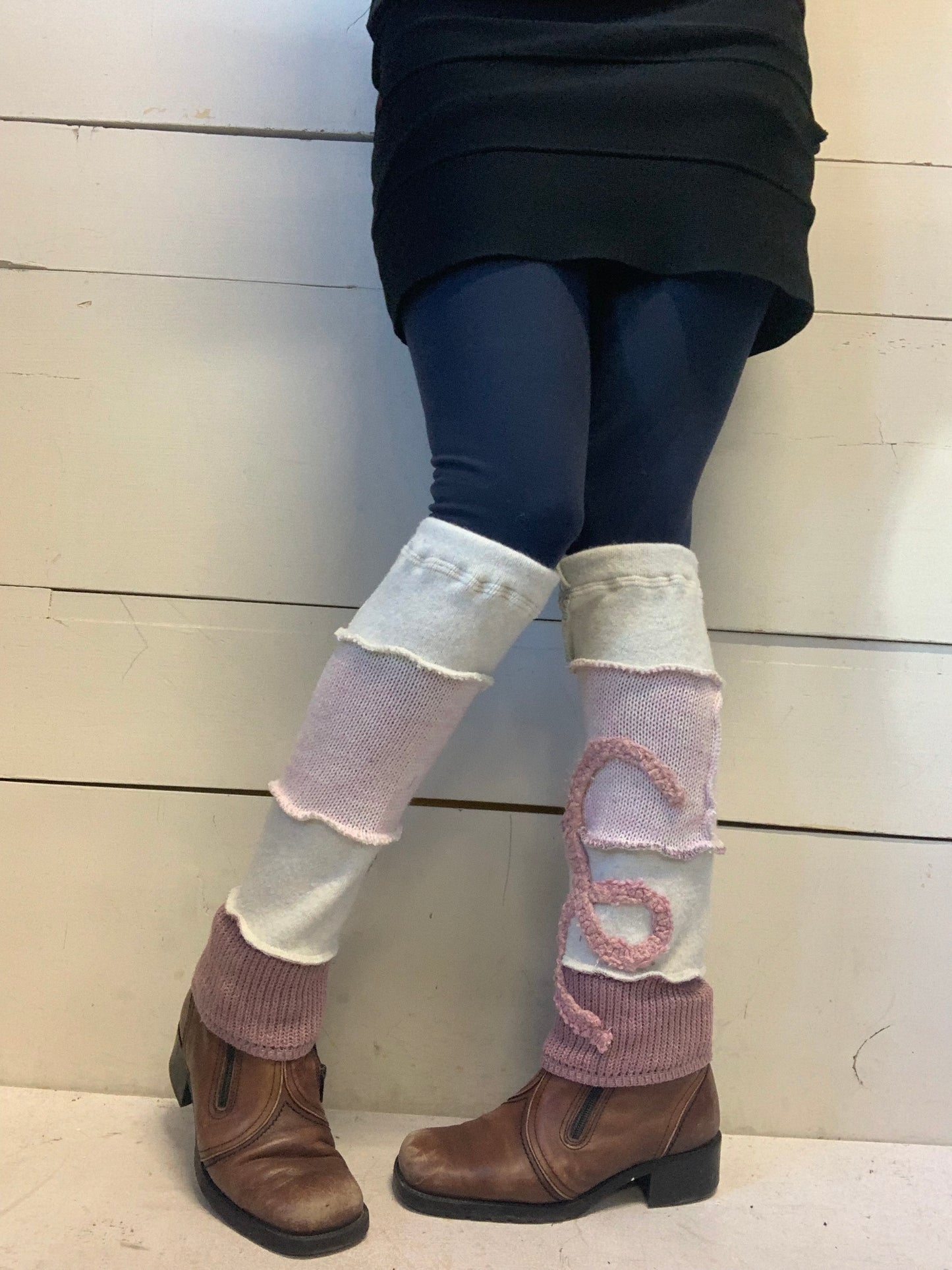 Jambière courte rose et blanche douceur