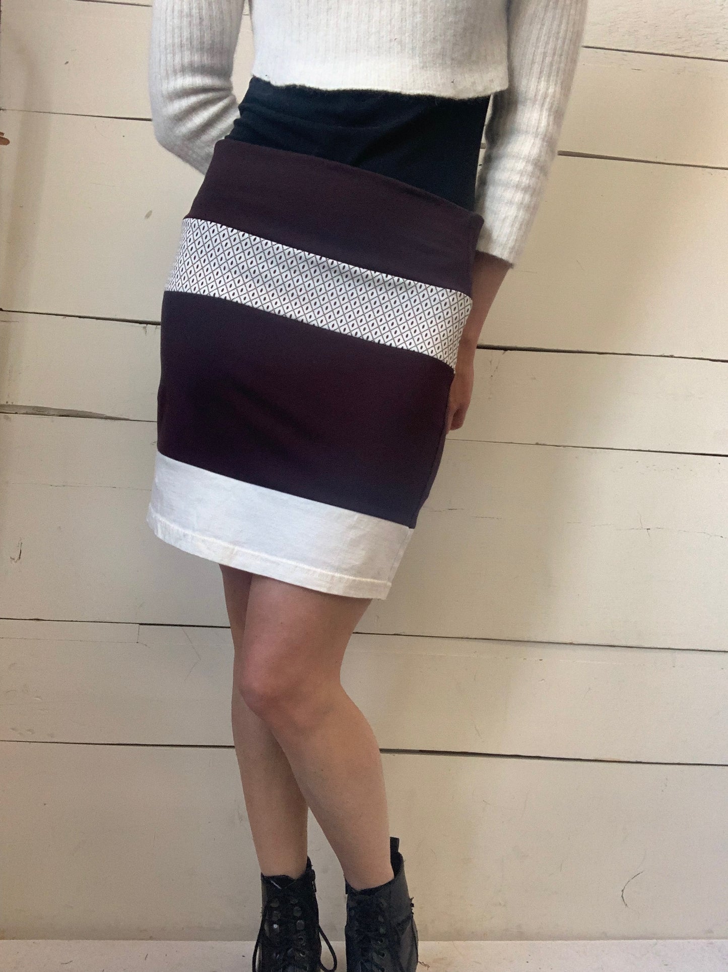 JUPE BRUNE ET CRÈME (M)