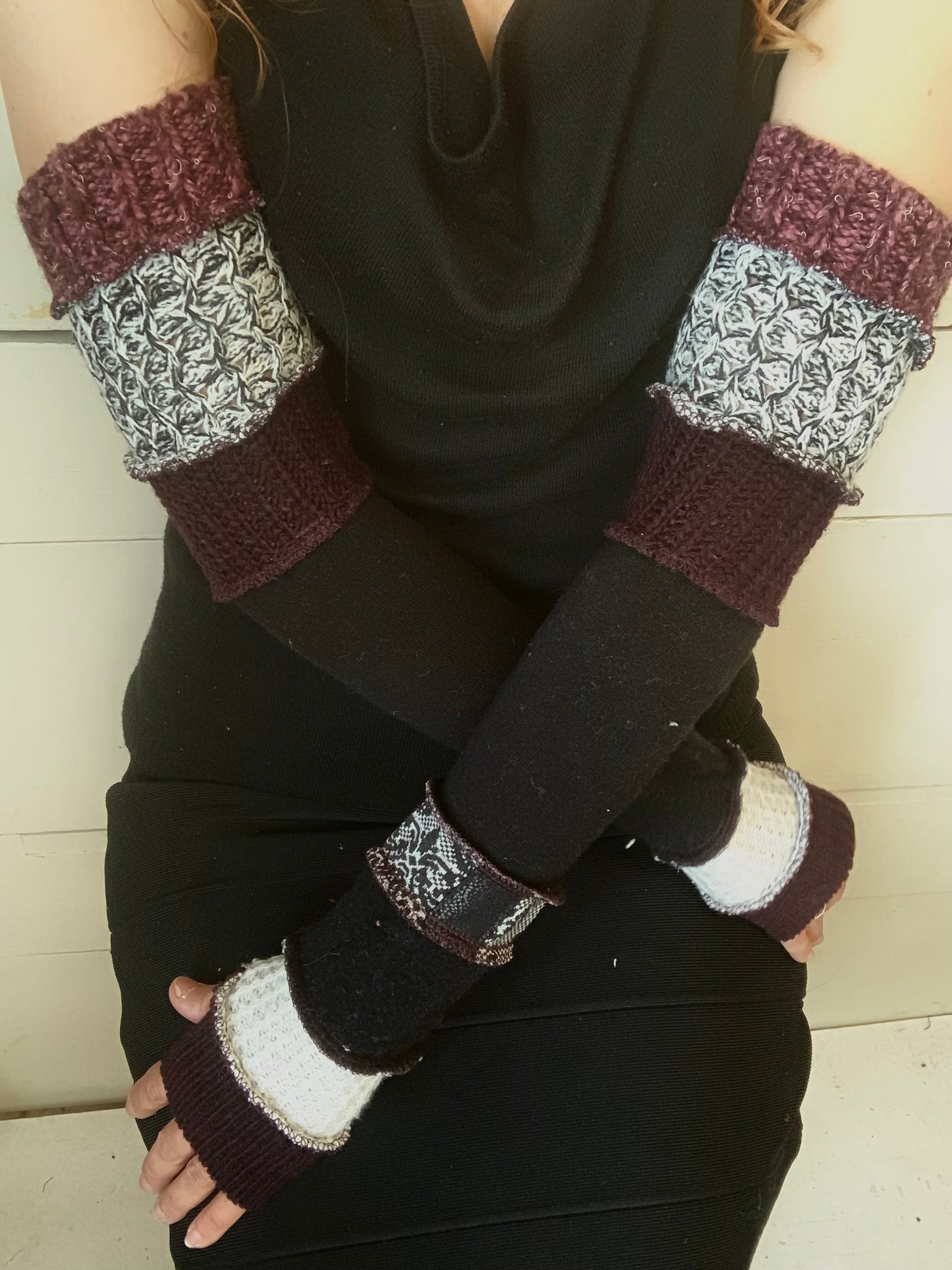 Manche prune noire et blanc