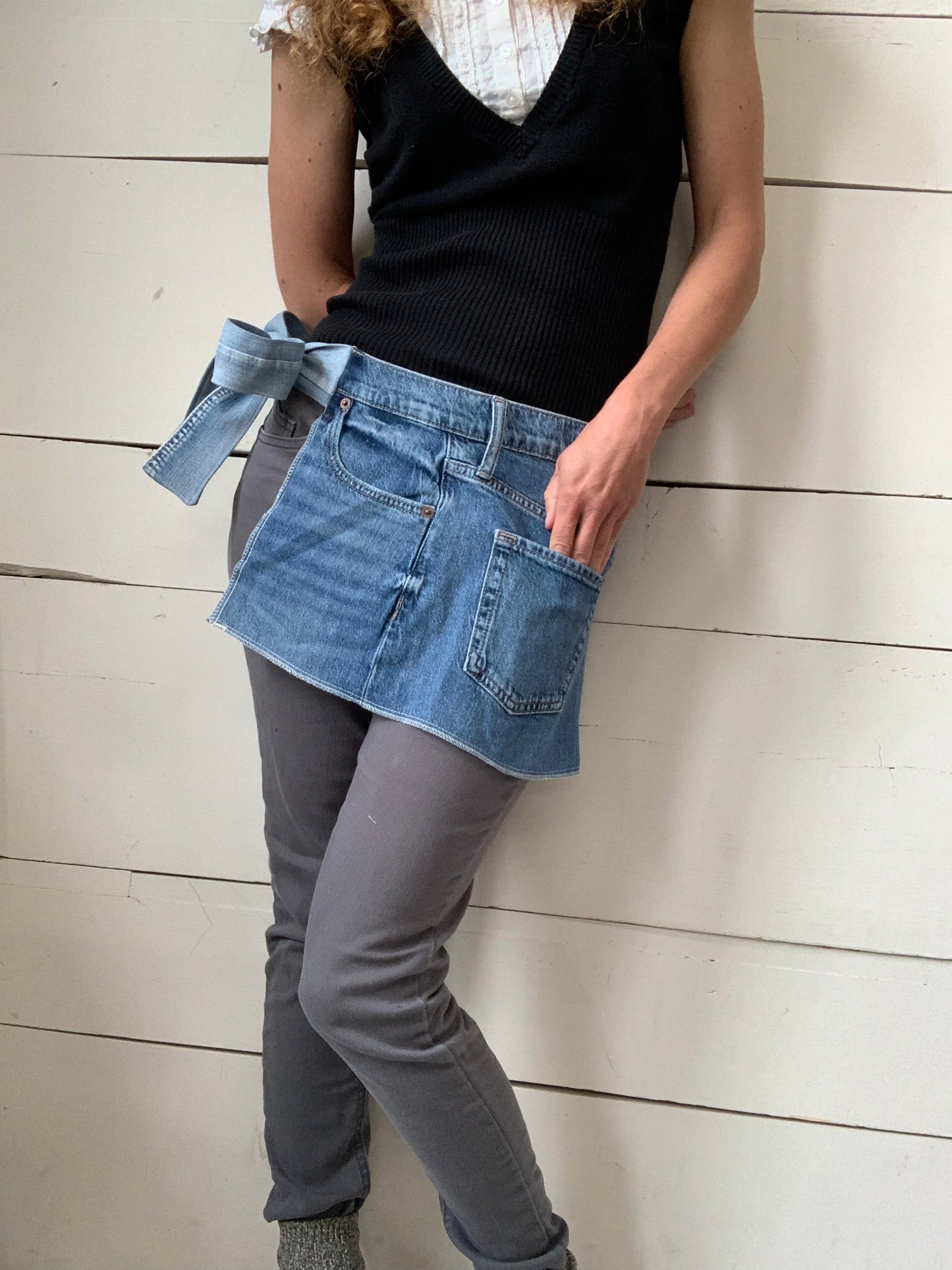 TABLIER JEANS BLEU MOYEN