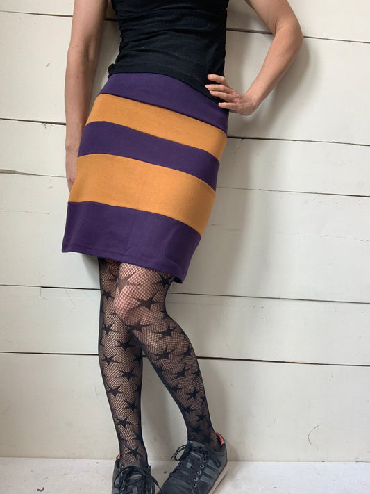 JUPE JAUNE ET MAUVE (S-M)
