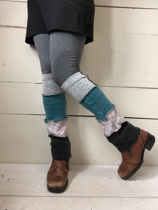 Jambière courte turquoise et grise