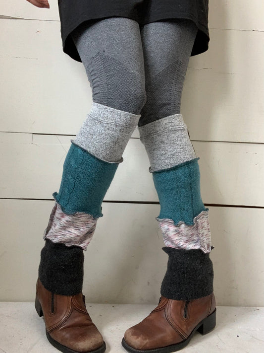 Jambière courte turquoise et grise