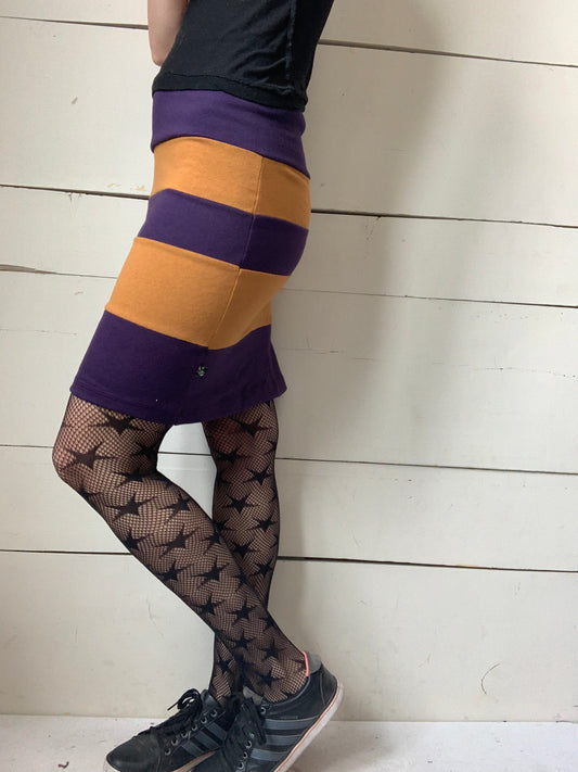 JUPE JAUNE ET MAUVE (S-M)