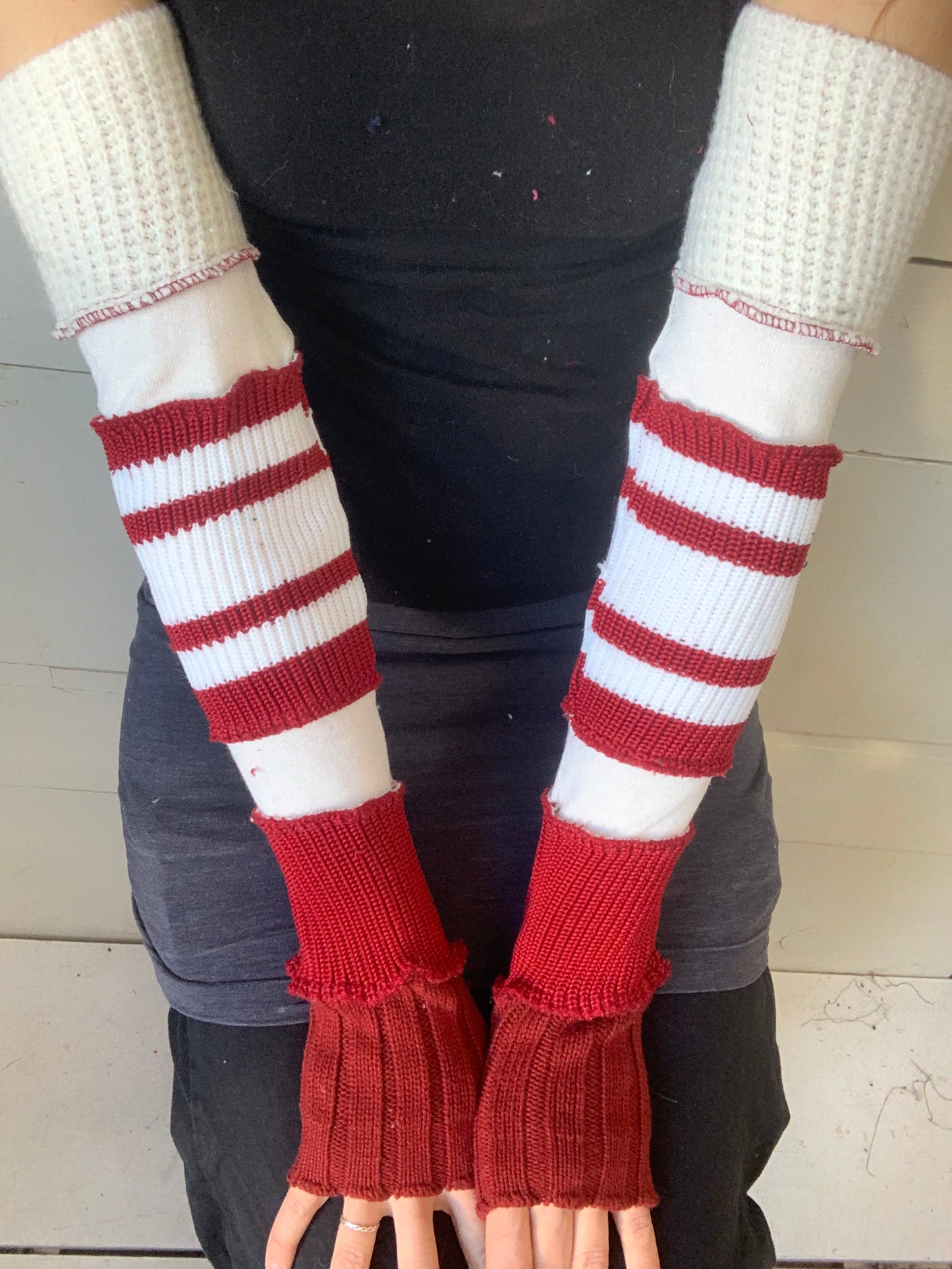 Manche rouge et blanche