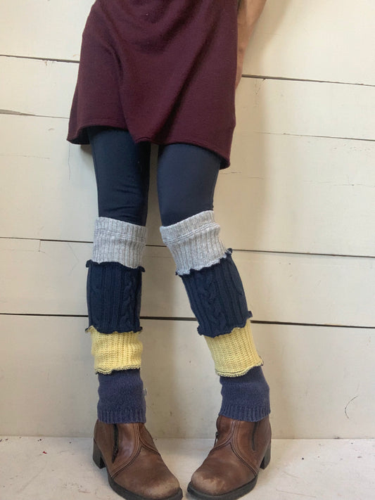 Jambière courte grise, marine et jaune