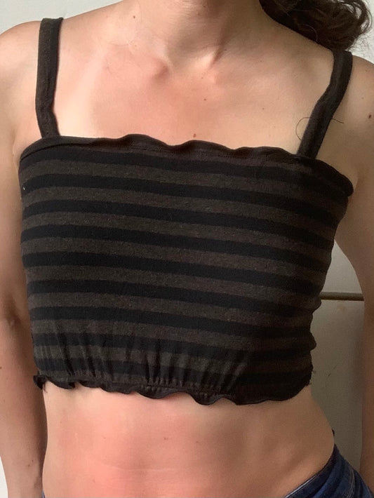 Black and brown striped beach top