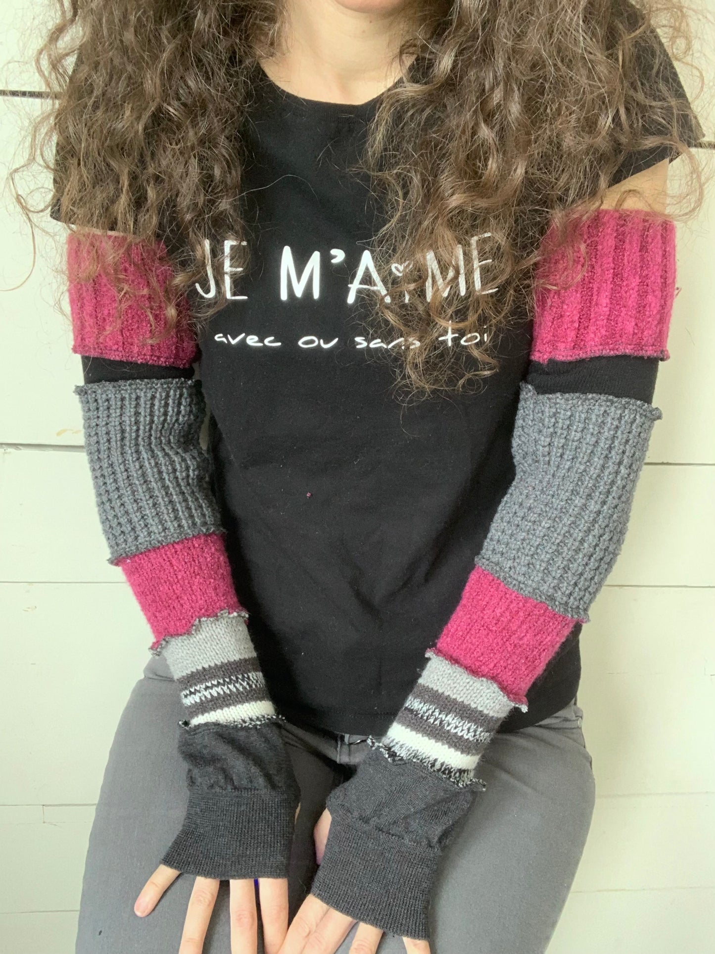 Pink and gray sleeves